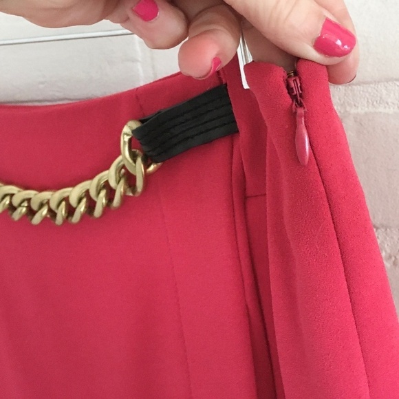 Diane Von Furstenberg Mini skirt Kristin Y2K Raspberry pink Gold chain Mobwife 8 - Picture 9 of 16